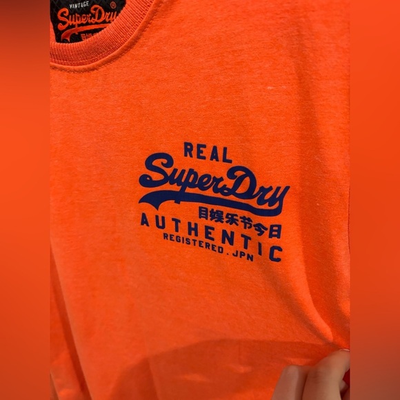 NWOT-Mens Superdry Vintage Logo Authentic Fade Long Sleeve T-Shirt - Orange - Picture 5 of 9